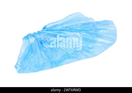 Couvre-chaussures médicaux bleus isolés sur blanc Banque D'Images