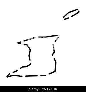 Carte simplifiée du pays de Trinité-et-Tobago non définisséTrinité-et-Tobago. Contour noir brisé sur fond blanc. Icône vectorielle simple Illustration de Vecteur