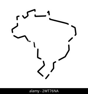 Carte simplifiée du Brésil. Contour noir brisé sur fond blanc. Icône vectorielle simple Illustration de Vecteur