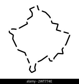 Carte simplifiée du pays du Kosovo. Contour noir brisé sur fond blanc. Icône vectorielle simple Illustration de Vecteur