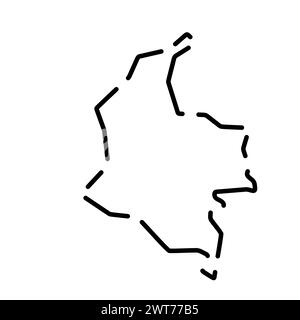 Colombie carte simplifiée du pays. Contour noir brisé sur fond blanc. Icône vectorielle simple Illustration de Vecteur