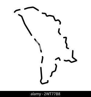 Carte simplifiée du pays Moldavie. Contour noir brisé sur fond blanc. Icône vectorielle simple Illustration de Vecteur