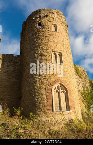 Tour Mortimer du château de Ludlow. Ludlow, Shropshire, Angleterre. Novembre. Banque D'Images