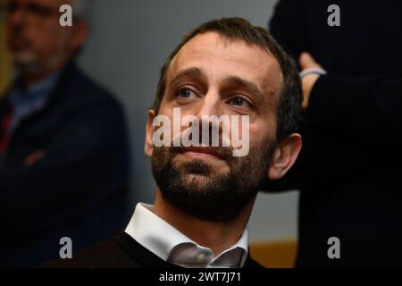 Torino, Italie. 16 mars 2024. Andrea Valle durante l'assemblea regionale del partito Democratico per eleggere il candidato alle elezioni regionali piemontesi a Torino, Italia - Cronaca - sabato 16 Marzo 2024 - ( photo Alberto Gandolfo/LaPresse ) Andrea Valle lors de l'Assemblée régionale du Parti démocrate pour élire le candidat aux élections régionales du Piémont à Turin, Italie - samedi 16 mars 2024 - Actualités - ( photo Alberto Gandolfo/LaPresse ) crédit : LaPresse/Alamy Live News Banque D'Images