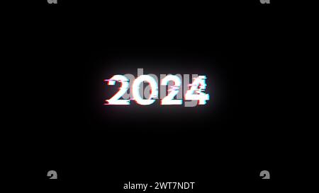 Rendu 3D 2024 texte avec effets d'écran des échecs technologiques. Spectaculaire pépin d'écran avec divers types d'interférences Banque D'Images
