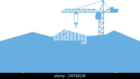 Silhouette de grue de construction au-dessus de la montagne. Contexte industriel Illustration de Vecteur