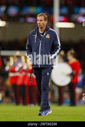 Cardiff, Royaume-Uni. 16 mars 2024. 16 mars 2024 ; Principality Stadium, Cardiff, pays de Galles : six Nations International Rugby, pays de Galles contre Italie ; Gonzalo Quesada entraîneur de l'Italie crédit : action plus Sports images/Alamy Live News Banque D'Images