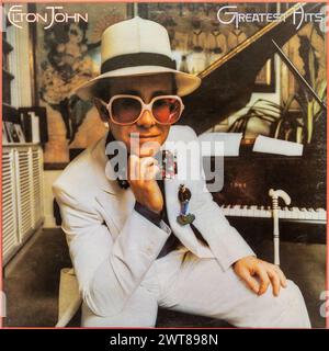 Elton John Greatest Hits, 1974 vinyle LP album couverture Banque D'Images