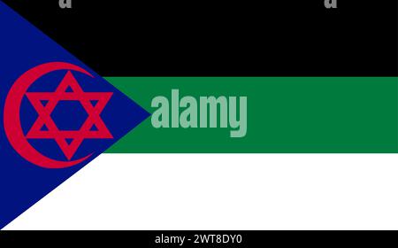 Palestine Israël concept de relation. Deux mains tenant un drapeau Palestine et Israël dans un style plat isolé sur fond blanc Illustration de Vecteur