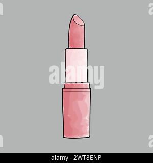 Dessiné à la main de rouge à lèvres avec aquarelle rouge, un vecteur doodle art Illustration de Vecteur