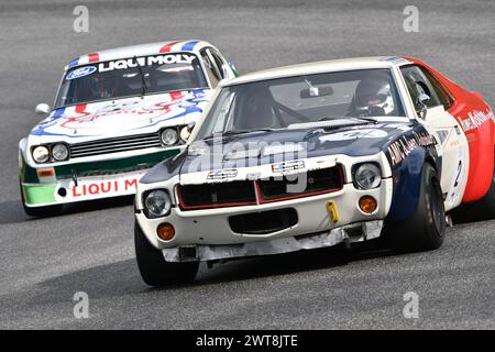 Scarperia, 2 avril 2023 : AMC Javelin 1972 en action lors du Mugello Classic 2023 au Mugello circuit en Italie. Banque D'Images