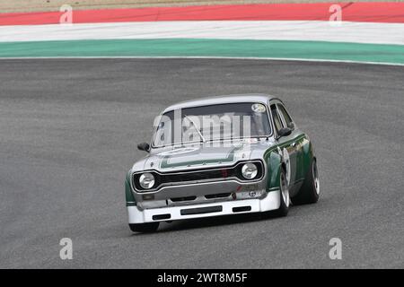 Scarperia, 2 avril 2023 : Ford Escort RS 1600 1972 en action lors du Mugello Classic 2023 au Mugello circuit en Italie. Banque D'Images