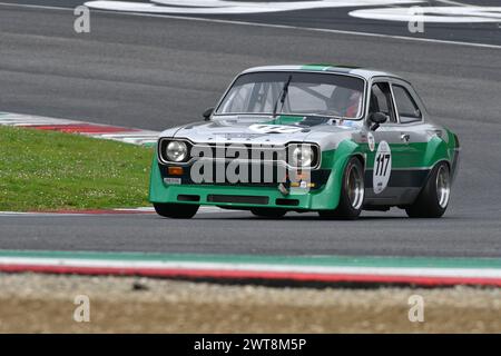 Scarperia, 2 avril 2023 : Ford Escort RS 1600 1972 en action lors du Mugello Classic 2023 au Mugello circuit en Italie. Banque D'Images