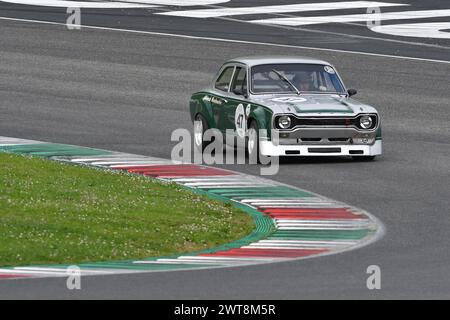 Scarperia, 2 avril 2023 : Ford Escort RS 1600 1972 en action lors du Mugello Classic 2023 au Mugello circuit en Italie. Banque D'Images