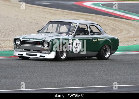 Scarperia, 2 avril 2023 : Ford Escort RS 1600 1972 en action lors du Mugello Classic 2023 au Mugello circuit en Italie. Banque D'Images