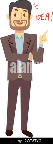 Homme d'affaires avec idée. Homme en costume d'entreprise travaillant sur la solution Illustration de Vecteur