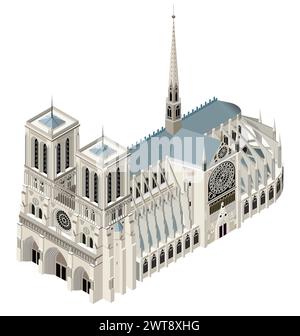 Illustration vectorielle isométrique notre-Dame de Paris Illustration de Vecteur