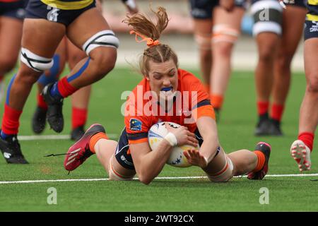 AMSTERDAM, PAYS-BAS - MARCH16 : ISA Spoler joueuse du RC DIOK lors du match de Play-off international de Rugby WXV Ladies match entre les pays-Bas v Banque D'Images