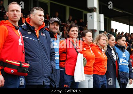 AMSTERDAM, PAYS-BAS - MARCH16 : Team Holland avec Sylke Haverkorn entraîneur des pays-Bas et Gareth Gilbert pendant l'International Rugby Banque D'Images