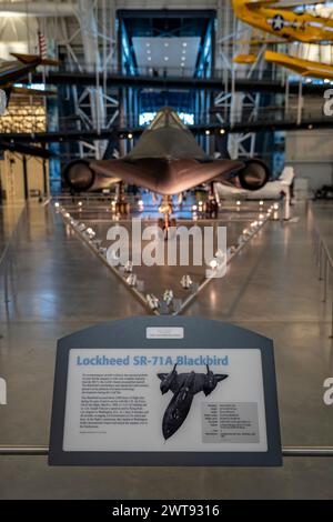 Le Lockheed SR-71 Blackbird vu au Steven F. Udvar-Hazy Center National Air and Space Museum à Chantilly, Virginie. Banque D'Images