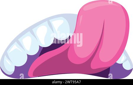 Bouche comique avec langue sortie. Dents colorées de dessin animé Illustration de Vecteur