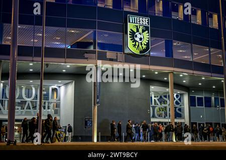 Arnhem, Nederland. 16 mars 2024. ARNHEM, 16-03-2024, GelreDome, football, Néerlandais Eredivisie, saison 2023/2024, match entre vitesse et Almere City, stade GelreDome Outside Credit : Pro Shots/Alamy Live News Banque D'Images
