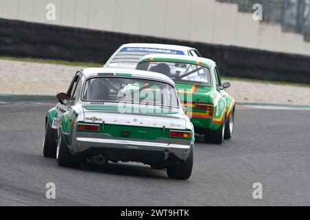 Scarperia, 2 avril 2023 : Ford Escort RS 1600 1975 en action lors du Mugello Classic 2023 au Mugello circuit en Italie. Banque D'Images