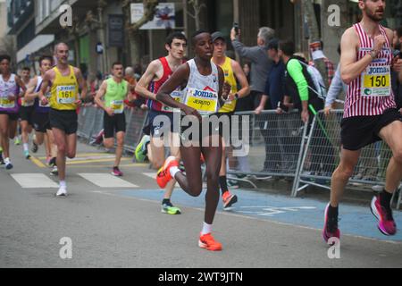 Laredo, Espagne, 16 mars 2024 : L'athlète kenyane Sheila JERUTO (7 ans) lors des 10 kilomètres de Laredo, le 16 mars 2024, à Laredo, Espagne. Crédit : Alberto Brevers / Alamy Live News. Banque D'Images