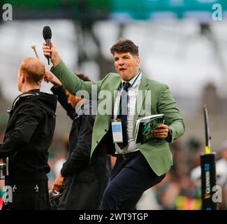 16 mars 2024 ; Aviva Stadium, Dublin, Irlande : six Nations International Rugby, Irlande contre Écosse ; Donncha O'Callaghan MC's The event Banque D'Images