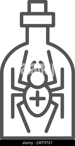 Icône de poison d'araignée dans la ligne de bouteille. Médecine alternative Illustration de Vecteur