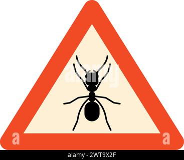 Aucun signe de parasite. Fourmi dans un triangle rouge. Symbole interdit aux insectes Illustration de Vecteur