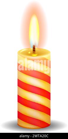 Bougie allumée pendant les fêtes. Maquette de flamme réaliste chaude Illustration de Vecteur