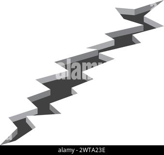 Fissure au sol. Rupture de surface blanche fracture réaliste Illustration de Vecteur