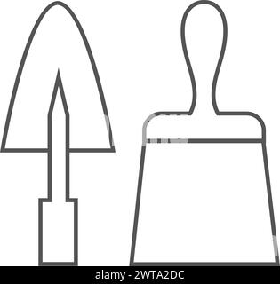 Couteau à mastic et shover de jardin. Outils de réparation et de construction Illustration de Vecteur