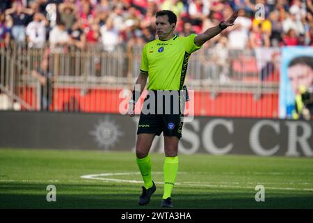 Monza, Italie. 13 janvier 2024. Matteo Marcenaro, arbitre lors du championnat italien Serie A match de football entre AC Monza et Cagliari Calcio le 16 mars 2024 au stade Brianteo, Italie - photo Morgese-Rossini/DPPI crédit : DPPI Media/Alamy Live News Banque D'Images