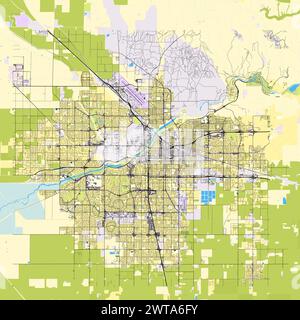 Plan de la ville de Bakersfield, Californie, États-Unis Illustration de Vecteur