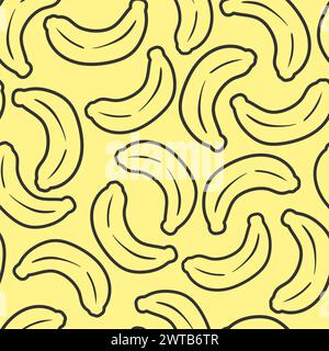 Motif vectoriel jaune banane sans couture d'art Illustration de Vecteur