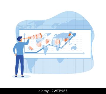 Crise financière liée à l'inflation. Inflation des prix alimentaires. Concept de crise et de hausse des prix des matières premières. Inflation de récession. Le graphique de la hausse de la production des consommateurs Illustration de Vecteur