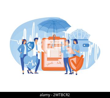 Concept d'assurance maladie pour la page de destination, bannière, conception Web, entreprise. illustration moderne vectorielle plate Illustration de Vecteur
