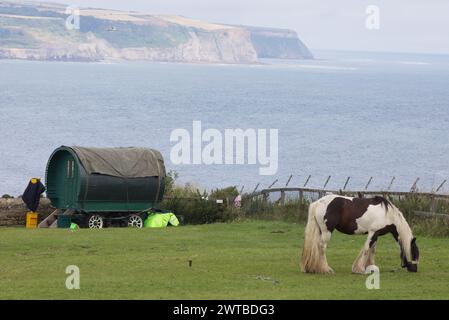 Romani COB et Vardo surplombant l'océan Banque D'Images