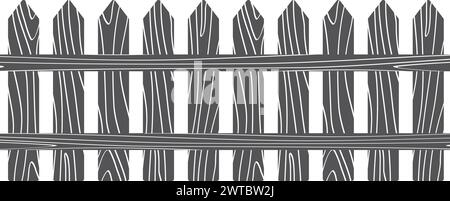 Clôture en planches de bois. Barrière forestière agricole rurale Illustration de Vecteur