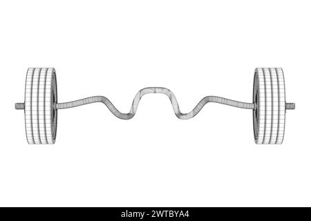 Contour noir et blanc d'une barre, isolé sur le fond blanc. Illustration d'une barre athlétique lourde. Élément de design pour logo, étiquette, emblème Illustration de Vecteur