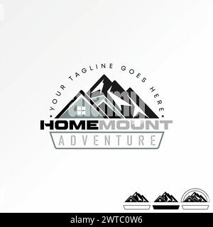 Conception de logo concept graphique créatif premium vecteur stock abstrait icône emblème montagne et aventure maison de toit. Lié à l'hébergement à l'hôtel de voyage à domicile Illustration de Vecteur