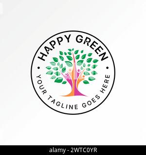 Conception de logo concept graphique créatif premium vecteur stock icône abstrait arbre unique avec 4 personnes actives heureuses. Lié à la maladie de soins de santé récupérer Illustration de Vecteur