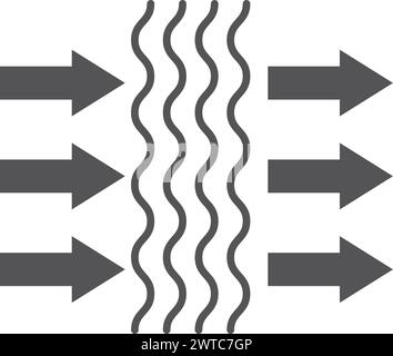 Panneau de direction de circulation de l'air. Icône noire de conditionnement Illustration de Vecteur