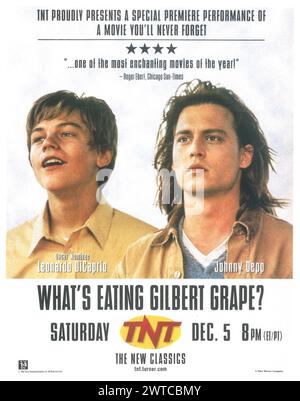 1993 What's Eating Gilbert Grape affiche de sortie du film, réalisateur : Lasse Hallström. Avec Johnny Depp, Leonardo DiCaprio, Juliette Lewis Banque D'Images
