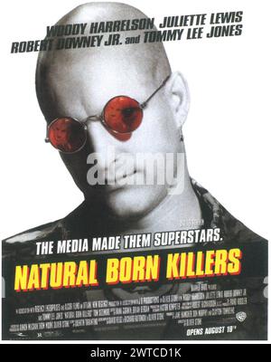 Affiche Natural Born Killers 1994 - ouverture le 19 août, avec Woody Harrelson, mise en scène par Oliver Stone Banque D'Images