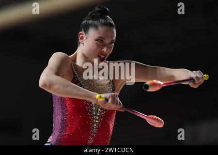 Ancône, Italie. 17 mars 2024. MILENA BALDASSARRI-FABRIANO pendant la gymnastique rythmique - Serie A1/A2, gymnastique à Ancône, Italie, 17 mars 2024 crédit : Agence photo indépendante/Alamy Live News Banque D'Images