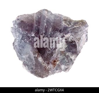 spécimen de cristal d'alexandrite violet naturel dans la découpe de lumière électrique sur fond blanc Banque D'Images