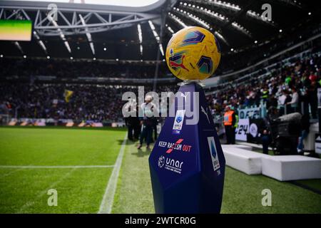 Torino, Italie. 16 mars 2024. Initiative de l'UNAR Keep Racism Out lors du match de football Serie A entre la Juventus et Gênes au stade Allianz de Turin, dans le nord-ouest de l'Italie - dimanche 17 mars 2024. Sport - Soccer . (Photo de Marco Alpozzi/Lapresse) crédit : LaPresse/Alamy Live News Banque D'Images